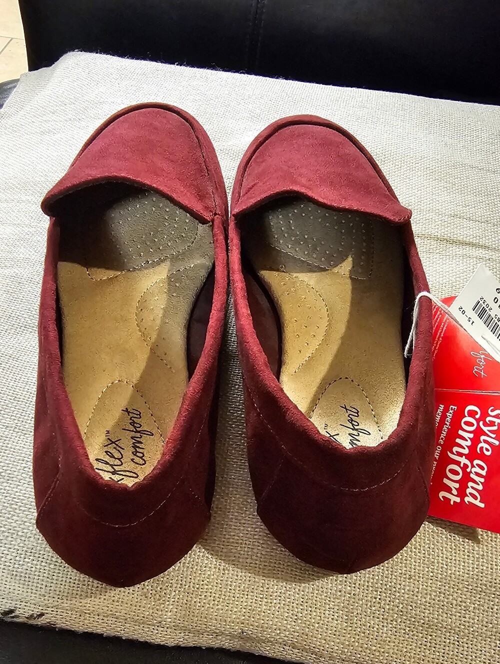 Burgundy Faux Suede Slip-On Loafers - Comfort Style Size 10 New With Tags - Picture 4 of 12
